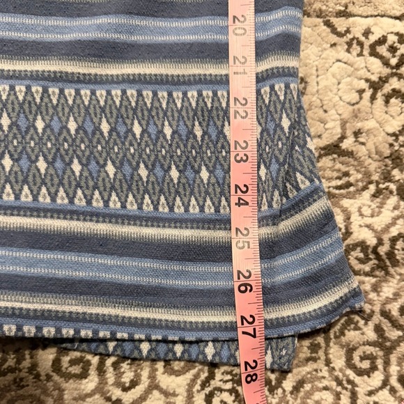 Honors Vintage Mens Large Blue Geometric Diamond Striped Long Sleeve Polo Shirt - Picture 9 of 10